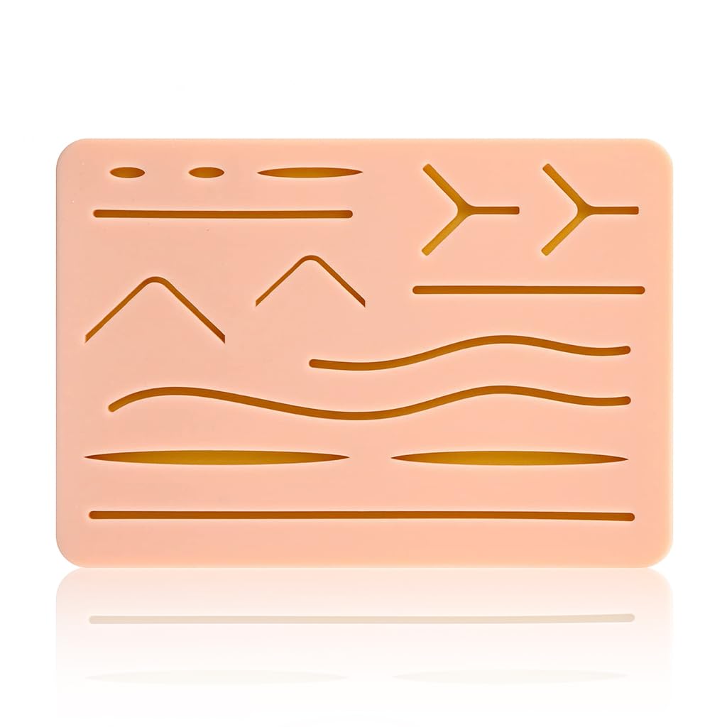 ZIBUYU Silicone Suture Pad Multi-Layered Skin-Like Silicone Suturing Practice Pad with 13 Pre-Cut Incisions Reuseable Suture Pad for Suturing Skills, Medical and Vet Students Supplies, 17x12cm ZIBUYU Silicone Suture Pad Multi-Layered Skin-Like Silicone Suturing Practice Pad with 13 Pre-Cut Incisions Reuseable Suture Pad for Suturing Skills, Medical and Vet Students Supplies, 17x12cm